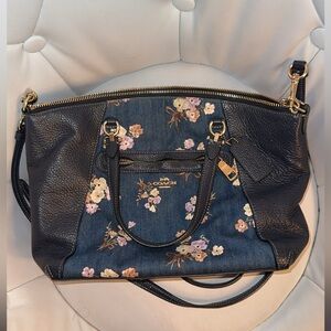 Coach Denim Floral Shoulder Bag